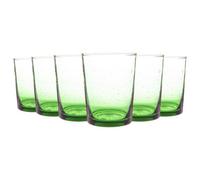 Nicola Spring Meknes 215Ml Glass Tumblers - Hand-Blown Moroccan Recycled Whisky Water Drinking Glasses - Green Glass - Set Of 6
