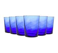 Nicola Spring Meknes 215ml Tumblers Hand-Blown Repurposed Moroccan Glasses Set of 6 in Blue Nicola Spring Blue