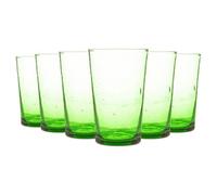 Nicola Spring Meknes 325Ml Highball Glasses - Hand-Blown Moroccan Recycled Water Juice Drinking Glasses - Green Glass - Set Of 6