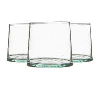 Nicola Spring Merzouga Recycled Glass Tealight Holders - Moroccan Decorative Home Candle Lantern - 7Cm - Clear - Pack Of 3