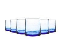 Nicola Spring Merzouga Recycled Glass Tumblers - Moroccan Whisky Water Drinking Glasses - 200Ml - Blue - Pack Of 6