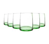 Nicola Spring Merzouga Recycled Glass Tumblers - Moroccan Whisky Water Drinking Glasses - 260Ml - Green - Pack Of 6