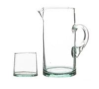 Nicola Spring Merzouga Recycled Glass Tumblers With Jug - Moroccan Water Juice Drinking Glasses Serving Pitcher - Clear