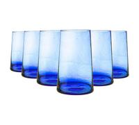 Nicola Spring Merzouga Recycled Highball Glasses - Moroccan Water Juice Drinking Glasses - 320Ml - Blue - Pack Of 6
