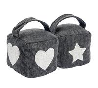 Nicola Spring Mismatched Herringbone Door Stop Set - 16 X 16Cm - Star/heart - Pack Of 2