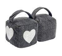 Nicola Spring Mismatched Herringbone Door Stop Set - Heart - Pack of 2 in Grey Nicola Spring Grey
