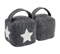 Nicola Spring Mismatched Herringbone Door Stop Set - Star - Pack of 2 in Grey Nicola Spring Grey