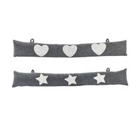 Nicola Spring Mismatched Herringbone Draught Excluder Set - 78.5Cm - Star/heart - Pack Of 2