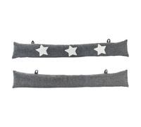 Nicola Spring Mismatched Herringbone Draught Excluder Set - 78.5cm - Star - Pack of 2 in Grey Nicola Spring Grey