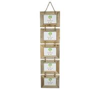 Nicola Spring Natural Rustic Wooden Hanging 5 - Photo Frames - 6 x 4 Inch | Holds 5 Photos, Natural Driftwood Construction, Hanging Rope, Multi-Photo Display, Wall-Mounted Design, Natural Wood Finish