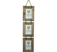 Nicola Spring Natural Rustic Wooden Multi 3 Hanging Photo Frame 4 x 6 Inch | Natural Driftwood Construction, Holds 3 Photographs, Hanging Rope, Three-Frame Layout, Wall-Mounted Display