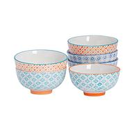 Nicola Spring Patterned Rice Bowls - Multi-Colour - 11.5cm - Pack of 6 - Stoneware Flower Print Design Serving Bowls for Noodles, Pasta, Cereal, Fruit, Snacks, Salads, Desserts & Everyday Dining