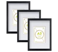 Nicola Spring Photo Frames With A5 Mounts - A4 (8" X 12") - Black - Pack Of 3