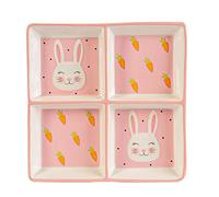 Nicola Spring Pink Bunny Snack Plate - Hand Painted Buffet Party Serveware Tableware - 20cm - Pink