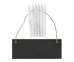 Nicola Spring Rectangle Slate Memo Board with Rope & Chalk Pencils - 25cm x 10cm - Black - 1x Small Wipe Clean Hanging Home Kitchen Office Family Wall Planner Notice Message Chalk Chalkboard