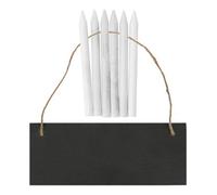 Nicola Spring Rectangle Slate Memo Board With Rope & Chalk Pencils - 25Cm X 10Cm - Black