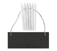 Nicola Spring Rectangle Slate Memo Board with Rope & Chalk Pencils - 25cm x 10cm - Black | Size: 25 cm x 10 cm Nicola Spring Black 25 cm x 10 cm