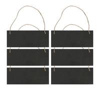 Nicola Spring Rectangle Slate Memo Boards With Rope - 25Cm X 10Cm - Black - Pack Of 6