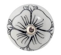 Nicola Spring Round Ceramic Cabinet Knob - Black Bud
