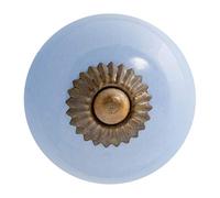 Nicola Spring Round Ceramic Cabinet Knob - Blue | Decorative Cabinet Knob for Cupboards, Drawers, Wardrobes, Dressers, Kitchen Cabinets, Bathroom Furniture & Home Storage