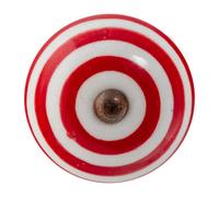 Nicola Spring Round Ceramic Cabinet Knob - Dark Red Stripe