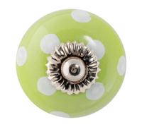 Nicola Spring Round Ceramic Cabinet Knob - Green Spot
