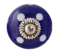 Nicola Spring Round Ceramic Cabinet Knob - Navy & Blue Spot | Decorative Cabinet Knob for Cupboards, Drawers, Wardrobes, Dressers, Kitchen Cabinets, Bathroom Furniture & Home Storage