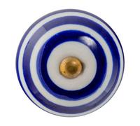Nicola Spring Round Ceramic Cabinet Knob - Navy Stripe