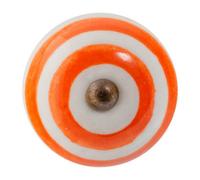 Nicola Spring Round Ceramic Cabinet Knob - Orange Stripe