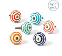 Nicola Spring Round Ceramic Cabinet Knobs - 6 Colours - Pack Of 6