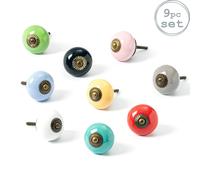 Nicola Spring Round Ceramic Cabinet Knobs - 9 Colours - Pack of 9 | Size: 1000mm x 500mm Nicola Spring Multicolor 1000mm x 500mm