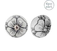 Nicola Spring Round Ceramic Cabinet Knobs - Black Bud - Pack Of 6