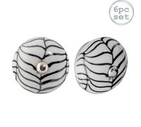 Nicola Spring Round Ceramic Cabinet Knobs - Black Fern - Pack of 6 | Size: 1000mm x 500mm Nicola Spring Black 1000mm x 500mm