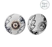 Nicola Spring Round Ceramic Cabinet Knobs - Black Flower - Pack of 6 | Size: 1000mm x 500mm Nicola Spring Black 1000mm x 500mm