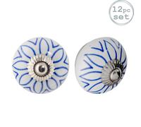 Nicola Spring Round Ceramic Cabinet Knobs Flower - Pack of 12 in Light Blue | Size: 1000mm x 500mm Nicola Spring Light Blue 1000mm x 500mm