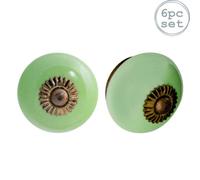 Nicola Spring Round Ceramic Cabinet Knobs - Green - Pack Of 6