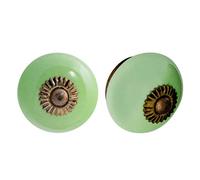 Nicola Spring Round Ceramic Cabinet Knobs - Green - Pack of 6 | Decorative Cabinet Knob for Cupboards, Drawers, Wardrobes, Dressers, Kitchen Cabinets, Bathroom Furniture & Home Storage