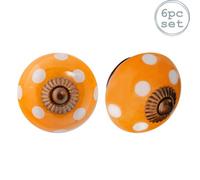 Nicola Spring Round Ceramic Cabinet Knobs - Orange Spot - Pack Of 6