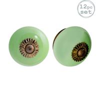 Nicola Spring Round Ceramic Cabinet Knobs - Pack of 12 in Green | Size: 1000mm x 500mm Nicola Spring Green 1000mm x 500mm