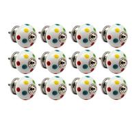 Nicola Spring Round Ceramic Cabinet Knobs - Polka Dot - Pack of 12 | Decorative Cabinet Knob for Cupboards, Drawers, Wardrobes, Dressers, Kitchen Cabinets, Bathroom Furniture & Home Storage