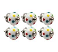Nicola Spring Round Ceramic Cabinet Knobs - Polka Dot - Pack of 6 | Decorative Cabinet Knob for Cupboards, Drawers, Wardrobes, Dressers, Kitchen Cabinets, Bathroom Furniture & Home Storage