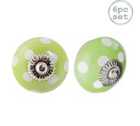 Nicola Spring Round Ceramic Cabinet Knobs Spot - Pack of 6 in Green | Size: 1000mm x 500mm Nicola Spring Green 1000mm x 500mm