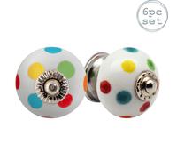 Nicola Spring Round Ceramic Cabinet Knobs Spot - Pack of 6 | Size: 1000mm x 500mm Nicola Spring Multicolor 1000mm x 500mm