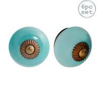 Nicola Spring Round Ceramic Cabinet Knobs - Turquoise - Pack Of 6