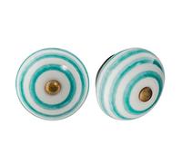 Nicola Spring Round Ceramic Cabinet Knobs - Turquoise Stripe - Pack of 6 | Decorative Cabinet Knob for Cupboards, Drawers, Wardrobes, Dressers, Kitchen Cabinets, Bathroom Furniture & Home Storage