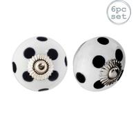 Nicola Spring Round Ceramic Cabinet Knobs - White & Black Spot - Pack Of 6