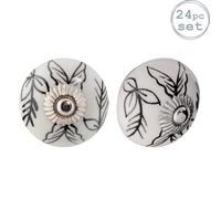 Nicola Spring Round Ceramic Cabinet Knobs - White Rose - Pack of 24 | Size: 1000mm x 500mm Nicola Spring White 1000mm x 500mm