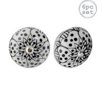 Nicola Spring Round Ceramic Cabinet Knobs - White Rose - Pack Of 6
