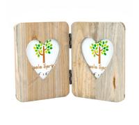 Nicola Spring Rustic Hearts Folding 2 Photo Frame - 4 X 6" - Natural Double Picture Tabletop Display For Home & Gifts