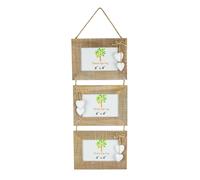 Nicola Spring Rustic White Hearts Hanging 3 Photo Frame - 6 X 4" - Natural, Brown